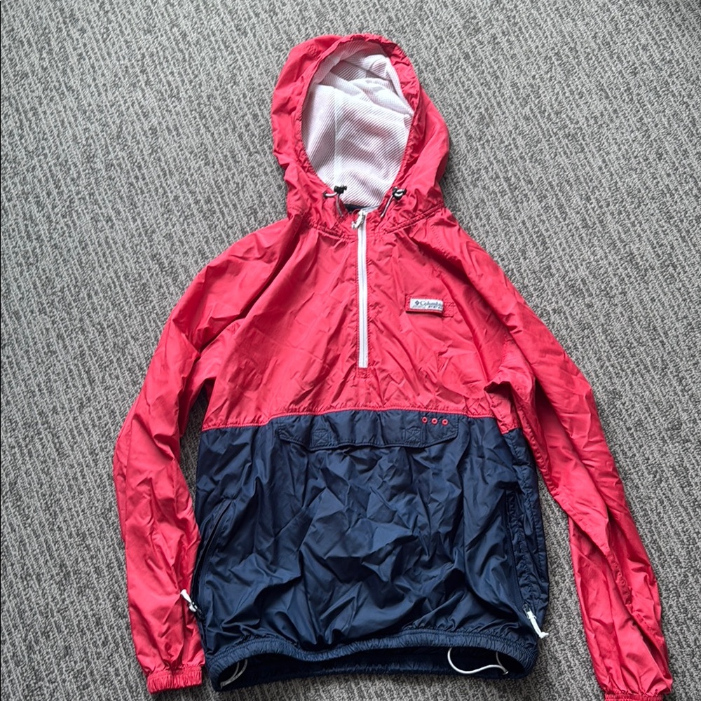 Red and Navy Hooded Windbreaker